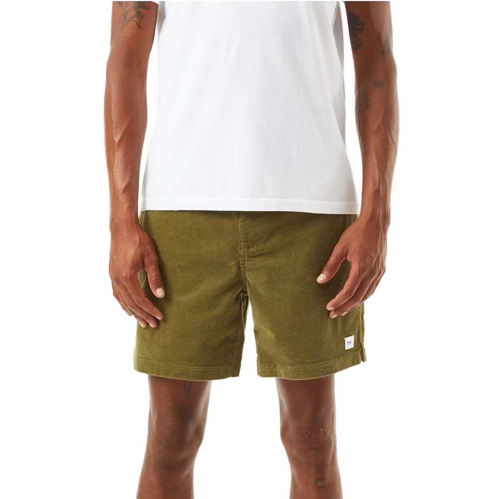 Katin Olive Corduroy Shorts XL | Drawstring Waist